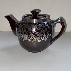 Sadler brown with silver overlay teapot. One cup serving